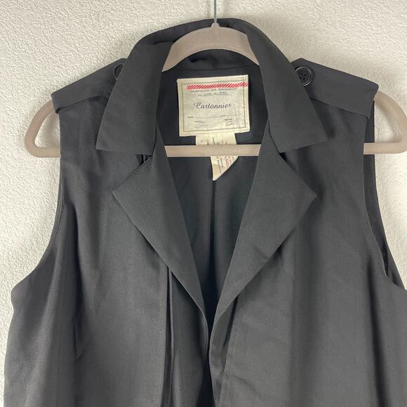 Anthropologie Cartonnier River Road Vest Womens Small Black Coastal Lagenlook - Picture 3 of 11